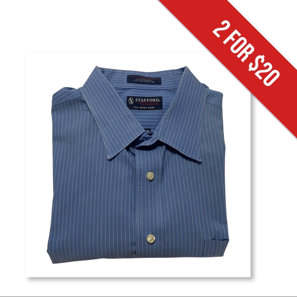 Stafford Blue 'The Super Shirt' Dress Shirt - 18 Neck/34-35